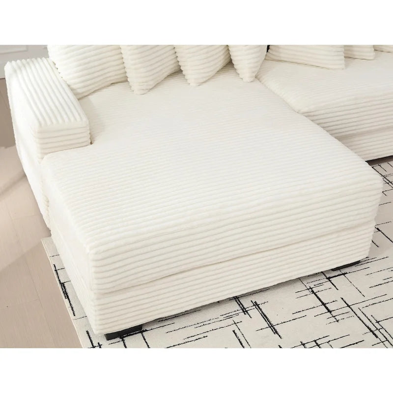 Canapé d'angle en velours côtelé avec méridienne à gauche, 3 places – Noir / Gris / Beige / Vert