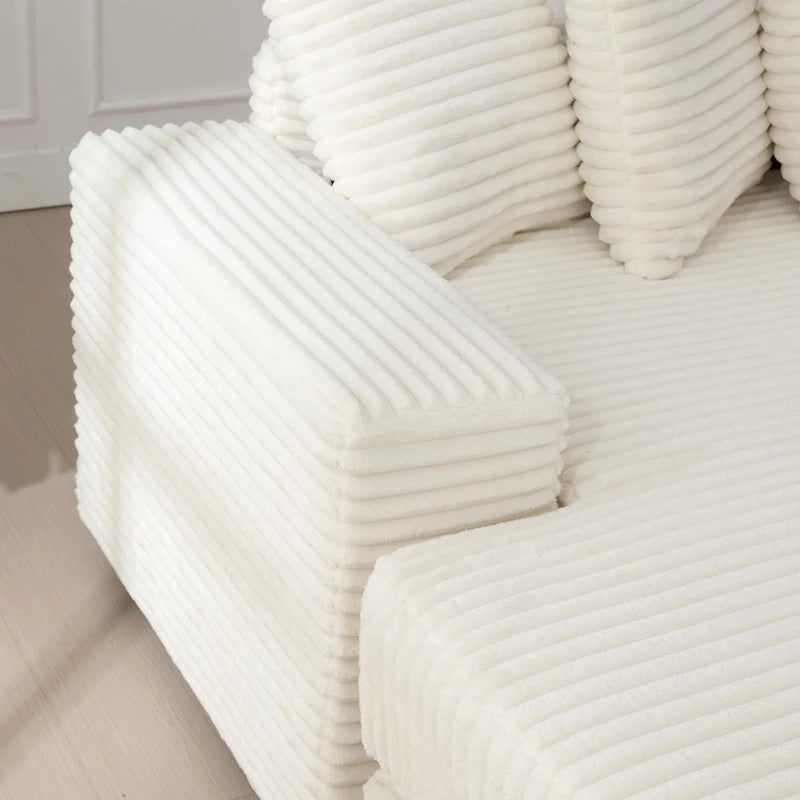 Canapé d'angle en velours côtelé avec méridienne à gauche, 3 places – Noir / Gris / Beige / Vert