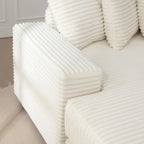 Canapé d'angle en velours côtelé avec méridienne à gauche, 3 places – Noir / Gris / Beige / Vert