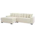 Canapé d'angle en velours côtelé avec méridienne à gauche, 3 places – Noir / Gris / Beige / Vert