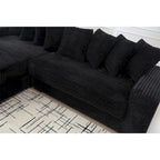 Canapé d'angle en velours côtelé avec méridienne à gauche, 3 places – Noir / Gris / Beige / Vert