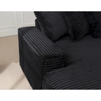 Canapé d'angle en velours côtelé avec méridienne à gauche, 3 places – Noir / Gris / Beige / Vert