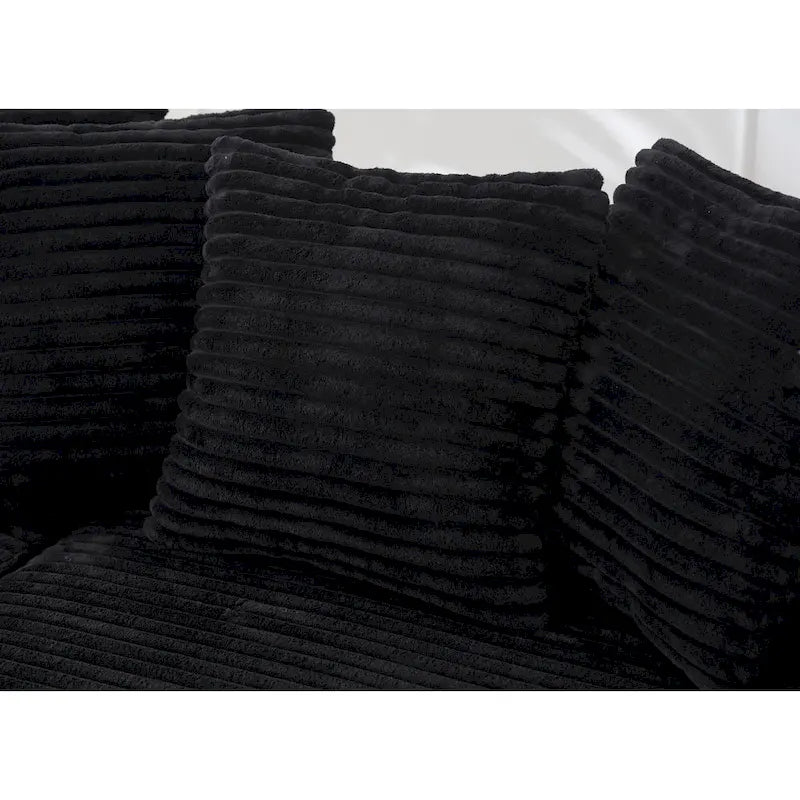 Canapé d'angle en velours côtelé avec méridienne à gauche, 3 places – Noir / Gris / Beige / Vert