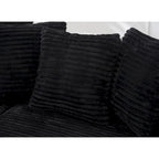 Canapé d'angle en velours côtelé avec méridienne à gauche, 3 places – Noir / Gris / Beige / Vert