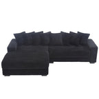 Canapé d'angle en velours côtelé avec méridienne à gauche, 3 places – Noir / Gris / Beige / Vert