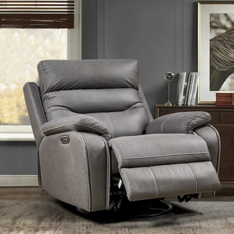 Fauteuil inclinable, pivotant et berçant motorisé, une place, jaune/brun/gris