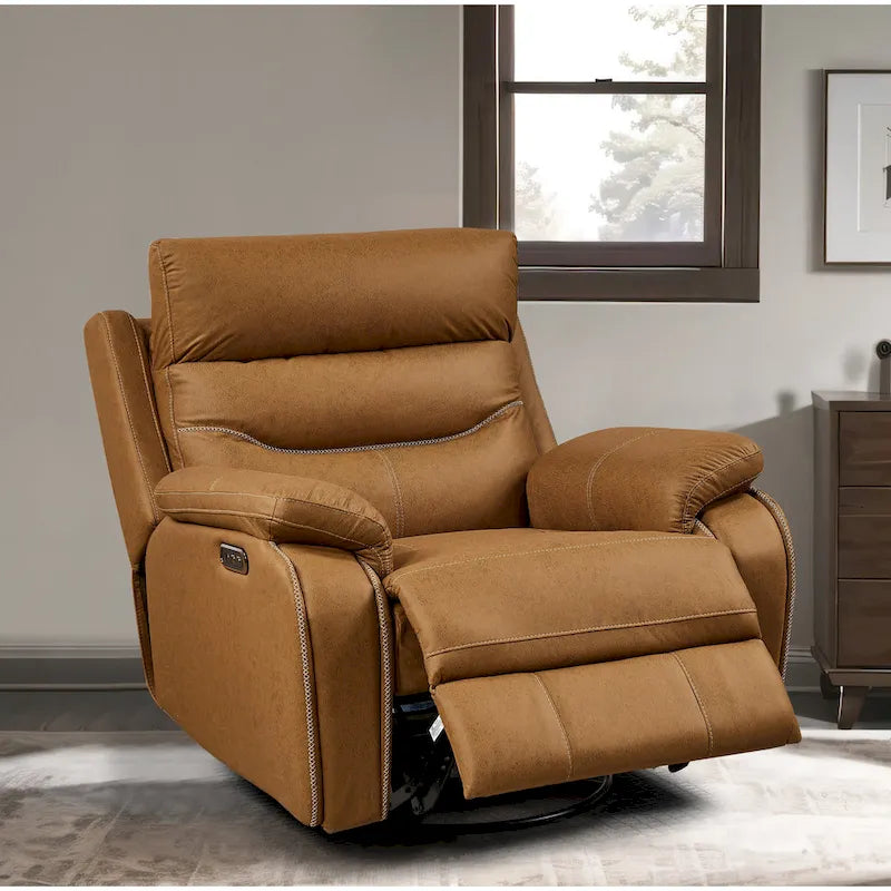 Fauteuil inclinable, pivotant et berçant motorisé, une place, jaune/brun/gris
