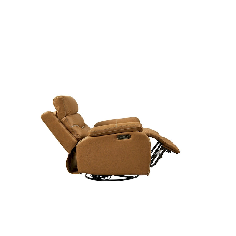Fauteuil inclinable, pivotant et berçant motorisé, une place, jaune/brun/gris