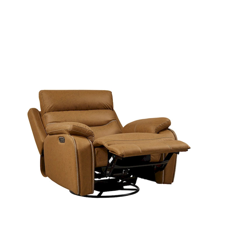 Fauteuil inclinable, pivotant et berçant motorisé, une place, jaune/brun/gris