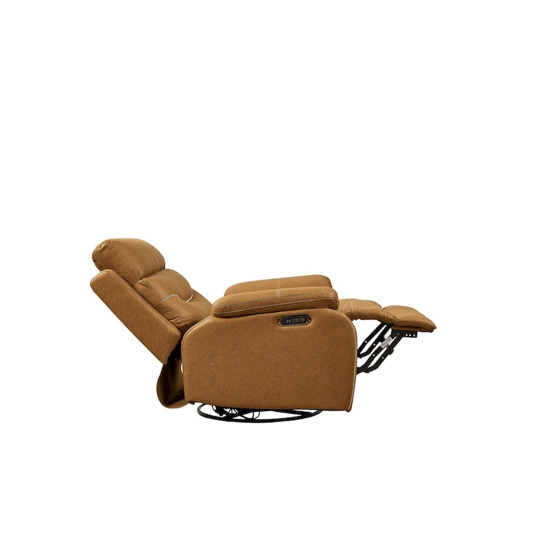 Fauteuil inclinable, pivotant et berçant motorisé, une place, jaune/brun/gris