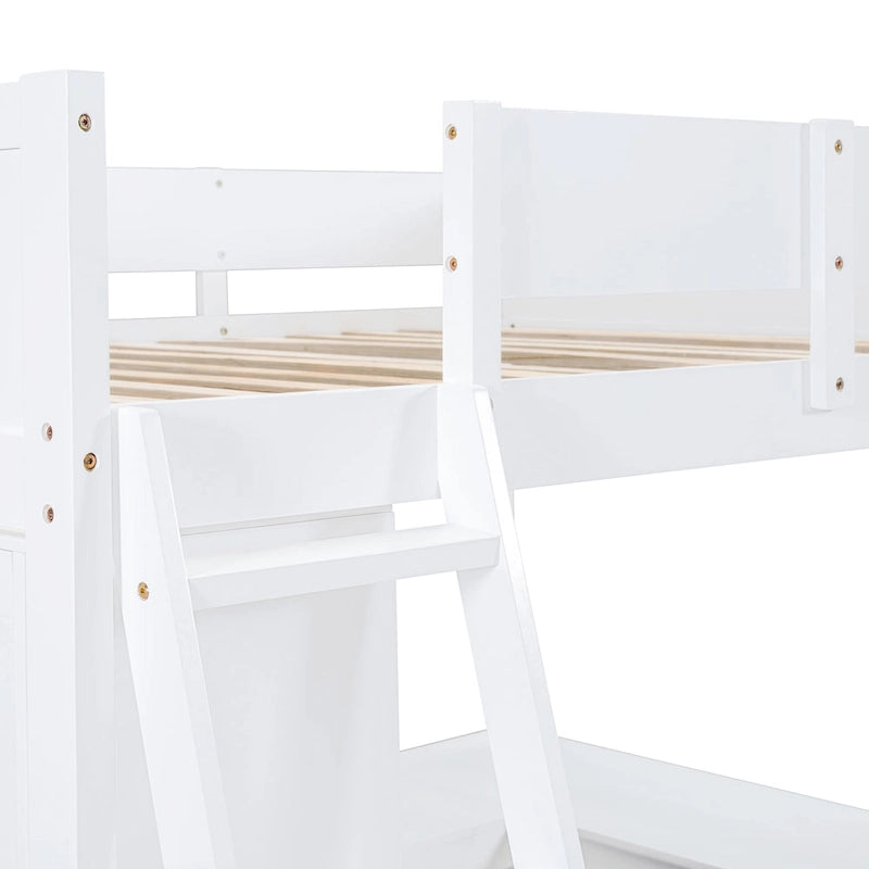 Lit mezzanine blanc avec bureau et étagères – Couchage simple