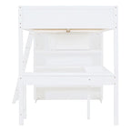 Lit mezzanine blanc avec bureau et étagères – Couchage simple