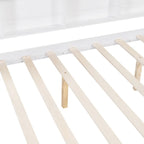 Lit double pour enfants de style "Maison Blanche" avec toit, étagère et lit gigogne – Pour 2 personnes