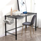 Bureau standard en acier au carbone blanc/noir – Pour 1 personne
