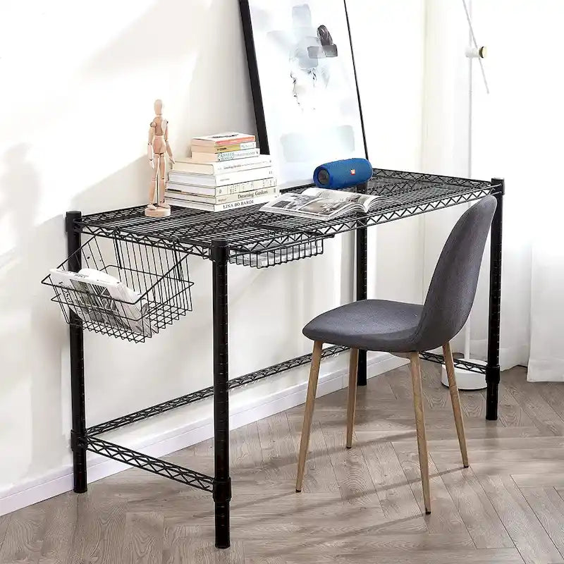 Bureau standard en acier au carbone blanc/noir – Pour 1 personne