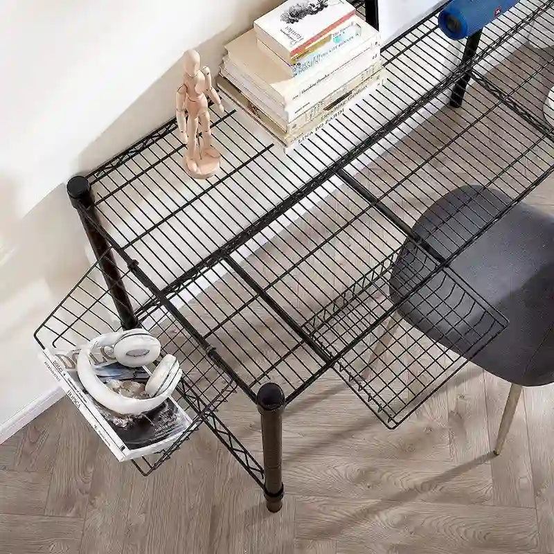 Bureau standard en acier au carbone blanc/noir – Pour 1 personne