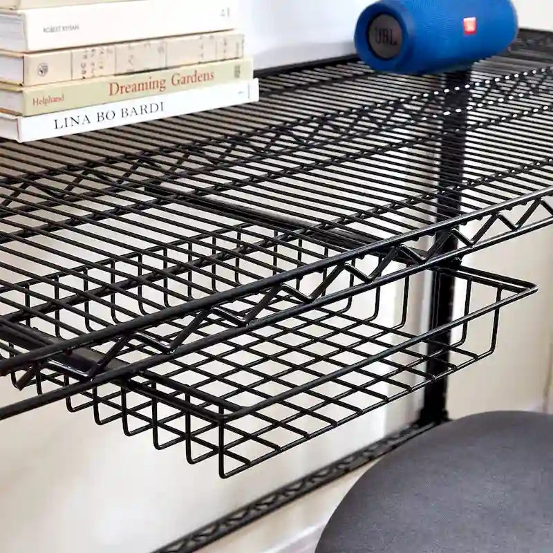 Bureau standard en acier au carbone blanc/noir – Pour 1 personne