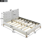 Lit Queen rembourré capitonné beige pour 2 personnes