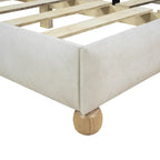 Lit Queen rembourré capitonné beige pour 2 personnes