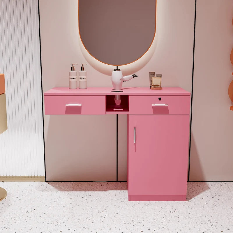 Station de salon murale 1 personne rose/blanc