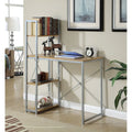Bureau à étagères 4 niveaux, chêne clair/blanc/bois grange/gris anthracite, 1 personne