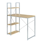 Bureau à étagères 4 niveaux, chêne clair/blanc/bois grange/gris anthracite, 1 personne
