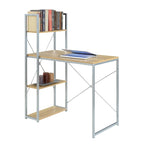 Bureau à étagères 4 niveaux, chêne clair/blanc/bois grange/gris anthracite, 1 personne
