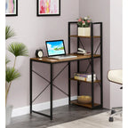 Bureau à étagères 4 niveaux, chêne clair/blanc/bois grange/gris anthracite, 1 personne