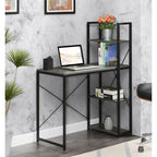 Bureau à étagères 4 niveaux, chêne clair/blanc/bois grange/gris anthracite, 1 personne