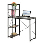 Bureau à étagères 4 niveaux, chêne clair/blanc/bois grange/gris anthracite, 1 personne