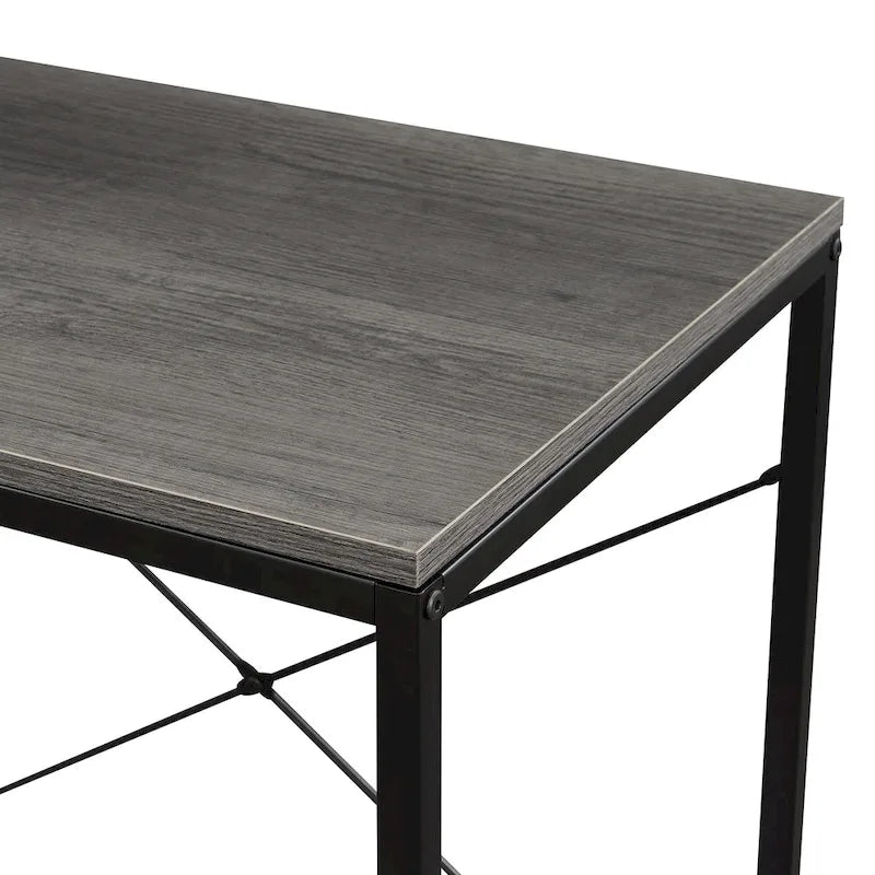 Bureau à étagères 4 niveaux, chêne clair/blanc/bois grange/gris anthracite, 1 personne