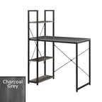 Bureau à étagères 4 niveaux, chêne clair/blanc/bois grange/gris anthracite, 1 personne