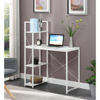 Bureau à étagères 4 niveaux, chêne clair/blanc/bois grange/gris anthracite, 1 personne