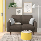 Causeuse à bras carrés en velours – 2 places | Marron / Bleu foncé / Beige / Gris / Bordeaux