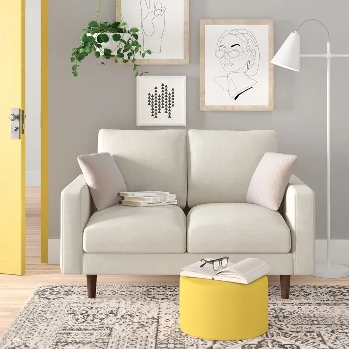 Causeuse à bras carrés en velours – 2 places | Marron / Bleu foncé / Beige / Gris / Bordeaux