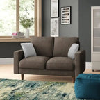 Causeuse à bras carrés en velours – 2 places | Marron / Bleu foncé / Beige / Gris / Bordeaux