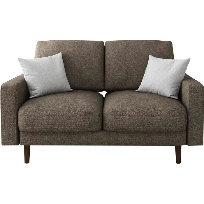 Causeuse à bras carrés en velours – 2 places | Marron / Bleu foncé / Beige / Gris / Bordeaux