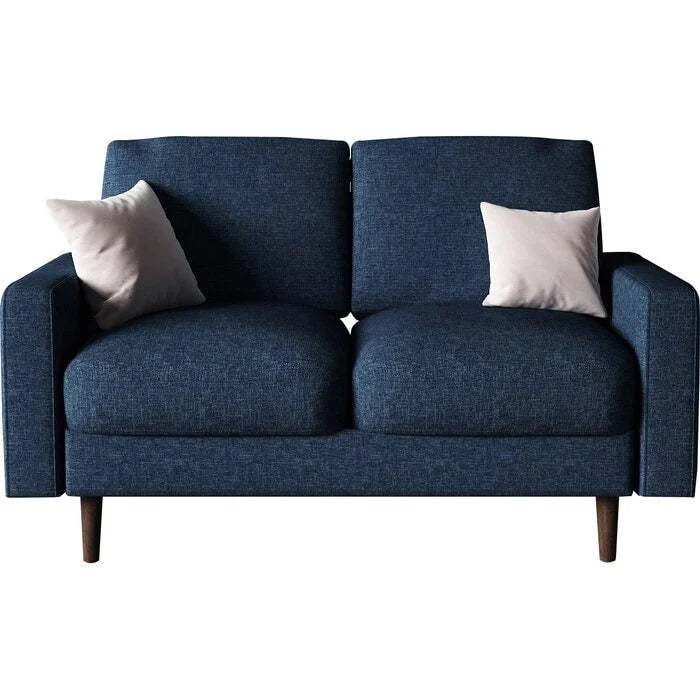Causeuse à bras carrés en velours – 2 places | Marron / Bleu foncé / Beige / Gris / Bordeaux