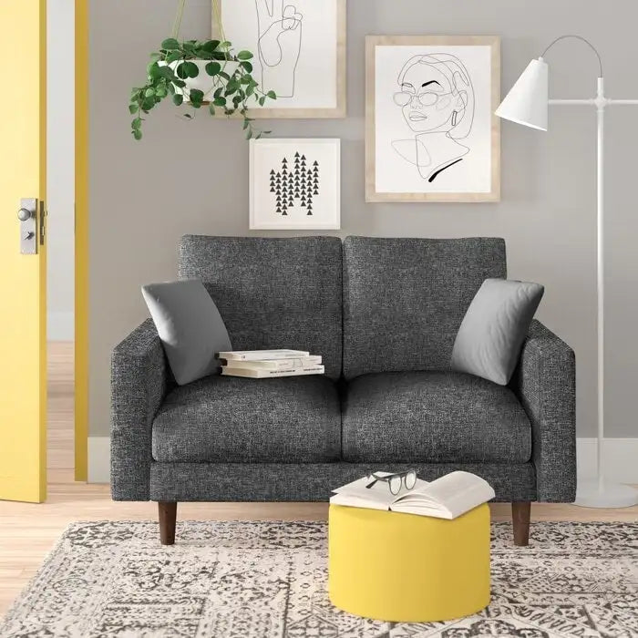 Causeuse à bras carrés en velours – 2 places | Marron / Bleu foncé / Beige / Gris / Bordeaux