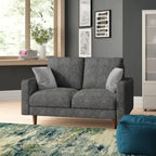 Causeuse à bras carrés en velours – 2 places | Marron / Bleu foncé / Beige / Gris / Bordeaux