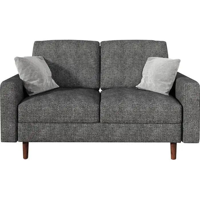 Causeuse à bras carrés en velours – 2 places | Marron / Bleu foncé / Beige / Gris / Bordeaux
