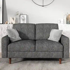 Causeuse à bras carrés en velours – 2 places | Marron / Bleu foncé / Beige / Gris / Bordeaux