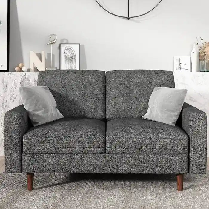 Causeuse à bras carrés en velours – 2 places | Marron / Bleu foncé / Beige / Gris / Bordeaux