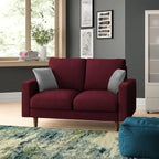 Causeuse à bras carrés en velours – 2 places | Marron / Bleu foncé / Beige / Gris / Bordeaux