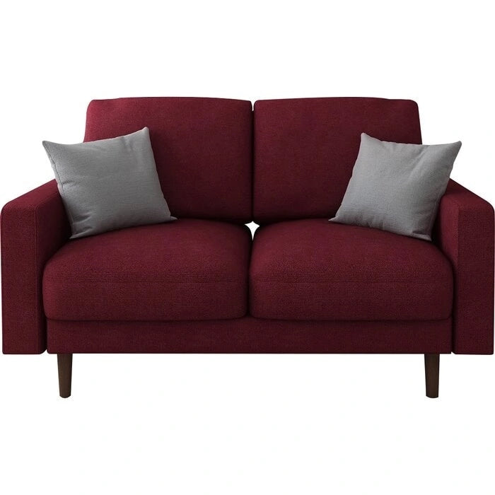 Causeuse à bras carrés en velours – 2 places | Marron / Bleu foncé / Beige / Gris / Bordeaux