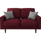 Causeuse à bras carrés en velours – 2 places | Marron / Bleu foncé / Beige / Gris / Bordeaux