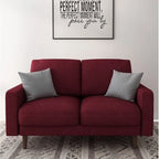 Causeuse à bras carrés en velours – 2 places | Marron / Bleu foncé / Beige / Gris / Bordeaux
