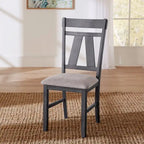 Chaise d'appoint à dossier croisillon Espresso / gris patiné, ensemble de 2