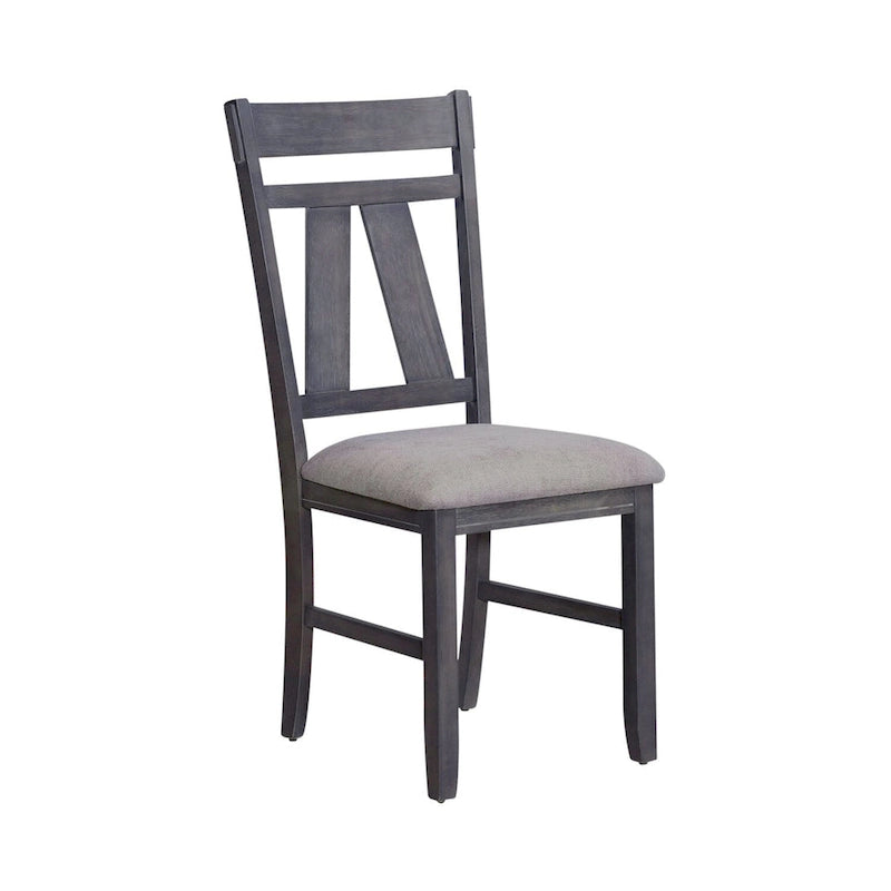 Chaise d'appoint à dossier croisillon Espresso / gris patiné, ensemble de 2