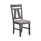 Chaise d'appoint à dossier croisillon Espresso / gris patiné, ensemble de 2